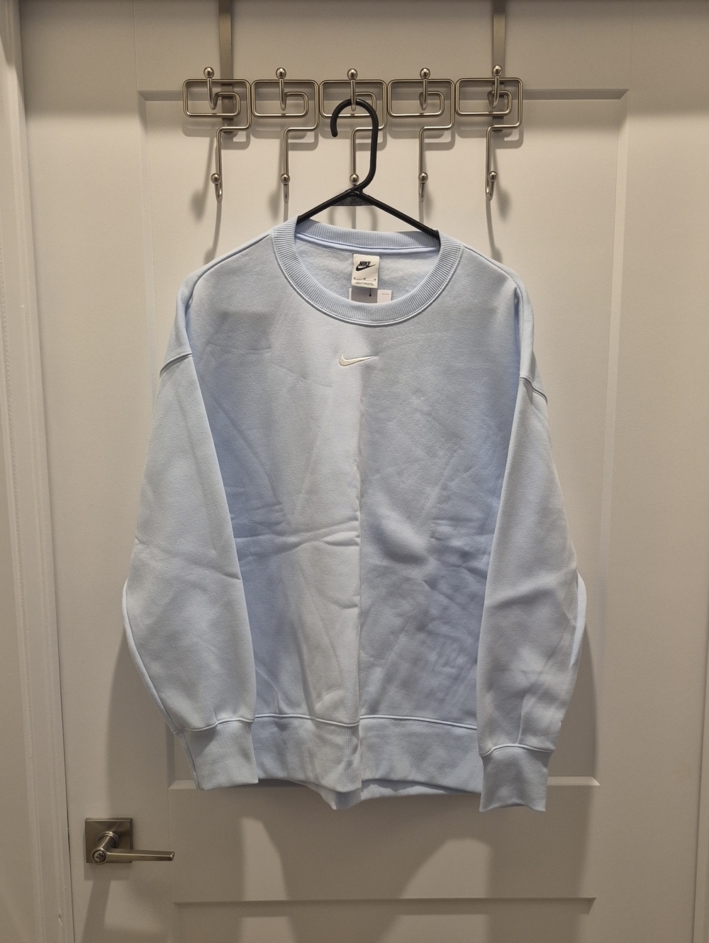 Nike Pastel Blue Crewneck Sweatshirt with White Swoosh